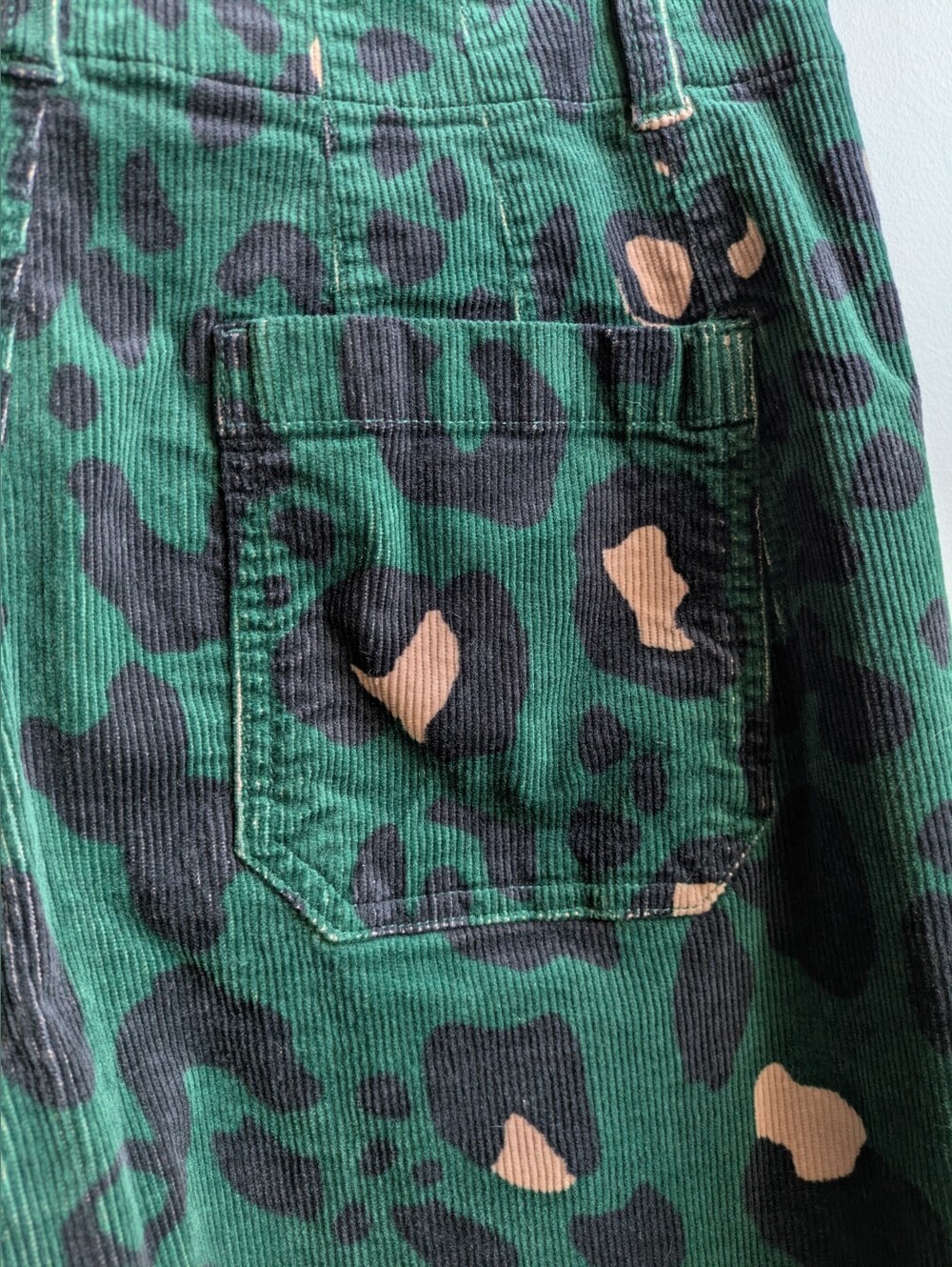 Maeve " The Colette" Green Leopard Corduroy Wide Leg Cropped Pants Size 28 - Picture 7 of 11